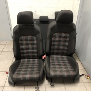 *** SOLD *** VW GOLF 7 (7.5) GTI 3 DOOR CLOTH SEATS BLACK AND RED CHECKERED WITH RED STITCHING – SET