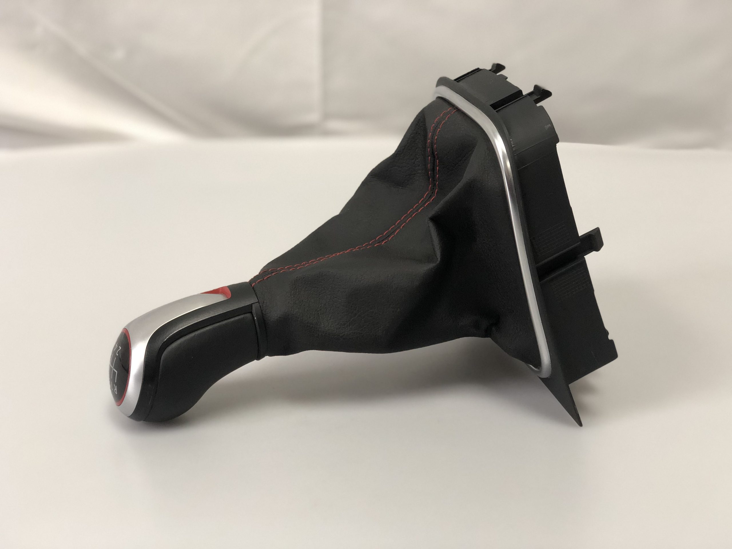 VW GOLF 6 GTI MANUAL GEARSTICK KNOB WITH RED STITCHING LEATHER BOOT PART # 5K0 711 113 G XPR